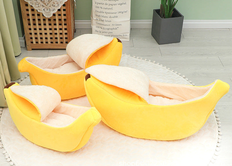 🍌 バナナ型ペットベッド – かわいくて快適！一年中使える多機能デザイン🐶🐱