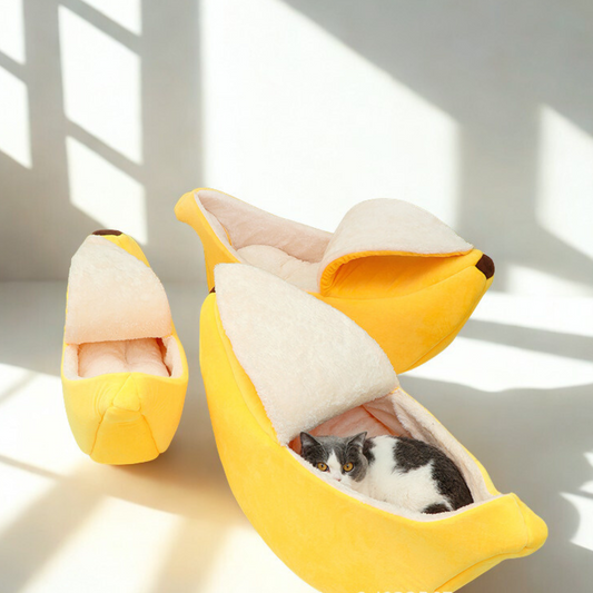 🍌 バナナ型ペットベッド – かわいくて快適！一年中使える多機能デザイン🐶🐱